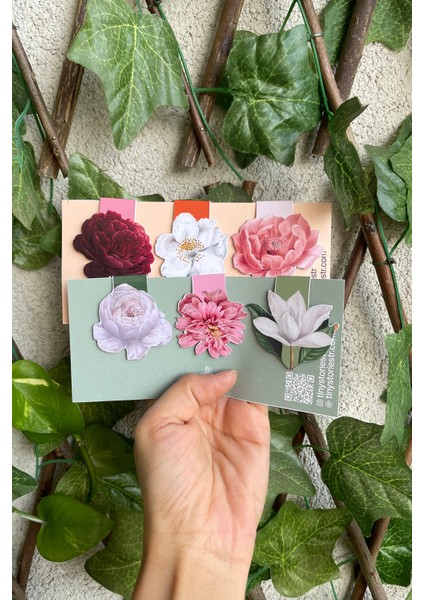 Mıknatıslı Kitap Ayracı - Çiçek Temalı 6 Adet fiyatları