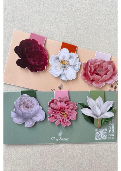 Mıknatıslı Kitap Ayracı - Çiçek Temalı 6 Adet modelleri