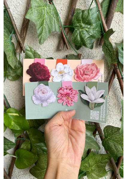 Mıknatıslı Kitap Ayracı - Çiçek Temalı 6 Adet fırsatları