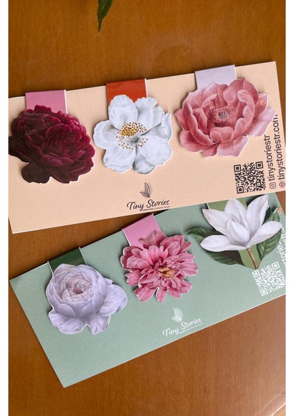 Mıknatıslı Kitap Ayracı - Çiçek Temalı 6 Adet indirimleri