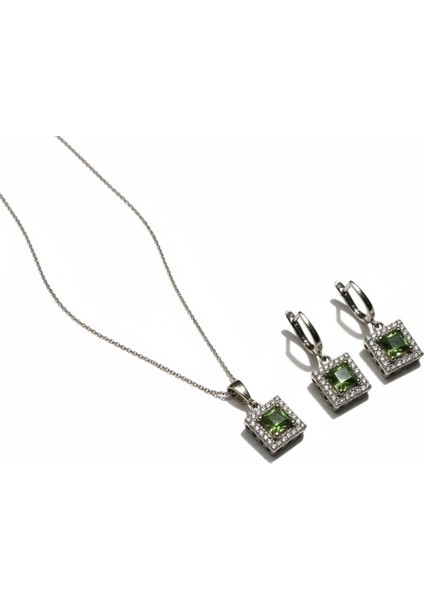 925 Ayar Gümüş Sultanit Taşlı & Zirkon Işlemeli Kadın Küpe Kolye Takımı – Renk Değiştiren modelleri