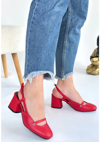 Jecci Kırmızı Cilt Topuklu Ayakkabı fiyatları