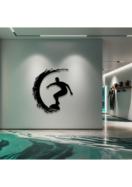 Sörf Yapan Erkek Temalı Ahşap Duvar Tablosu modelleri