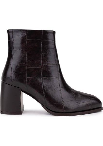 Kadın Suni Deri Kahverengi Kroko Topuklu Bot 1162 945 Bn Bot SK25-26 Kahve Kroko