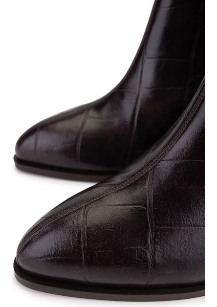 Kadın Suni Deri Kahverengi Kroko Topuklu Bot 1162 945 Bn Bot SK25-26 Kahve Kroko modelleri