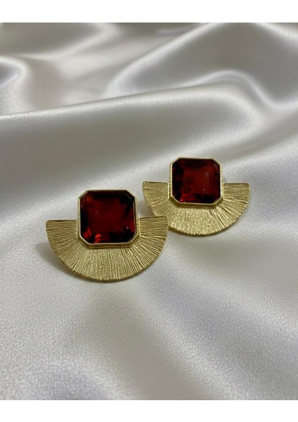 Vintage Model Yarım Yelpaze Küpe Gold Küpe