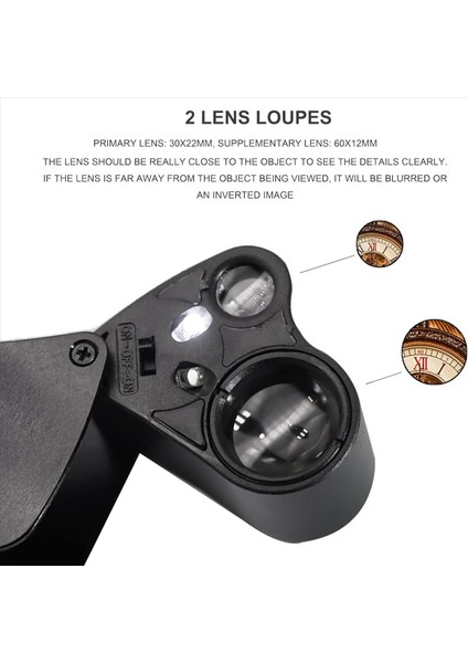2pcs 30X 60X Işıklı Kuyumcular Loupe Büyüteç Katlanabilir Mücevher Büyüteç Parlak LED Aydınlatma ile Büyüteç (Yurt Dışından) modelleri