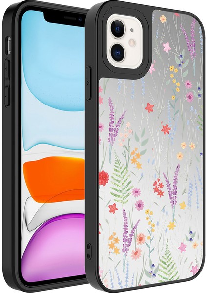 Apple iPhone 12 Kılıf Aynalı Desenli Kamera Korumalı Parlak Snel Mirror Kapak-Dallar