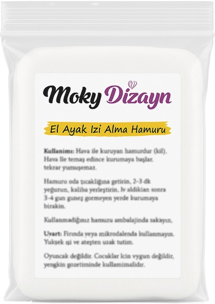 Hava Ile Kuruyan Kil, Bebek El Ayak Izi Almak Için Ultra Yumuşak ve Ultra Hafif Hamur 30 gr