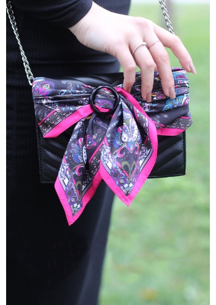 Desenli Fular Fuşya