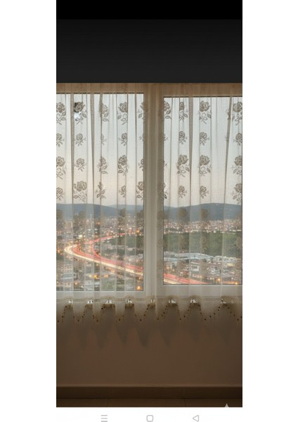 Makrome Güllü Tül Perde El Dantelli Pamuklu Perde