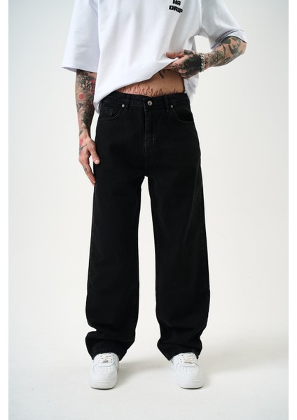 Erkek Washed Baggy Pantolon Siyah