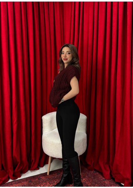 Örgülü Önü Düğmeli Oversize Kolsuz Triko Yelek fiyatları