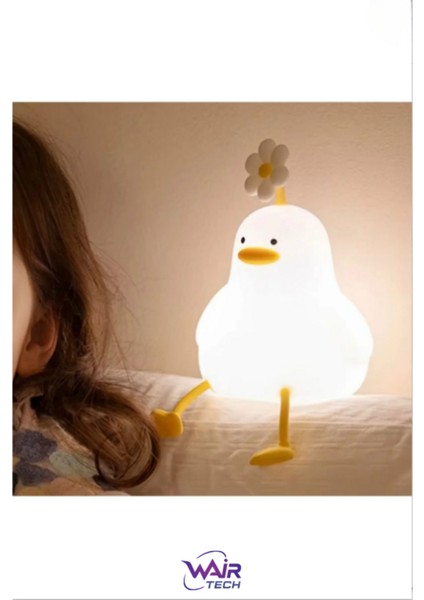 Ördek Figürlü Silikon Rgb Dokunmatik Gece Lambası USB Şarjlı Loş Işık fiyatları