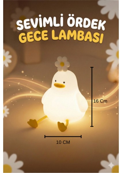 Ördek Figürlü Silikon Rgb Dokunmatik Gece Lambası USB Şarjlı Loş Işık fırsatları
