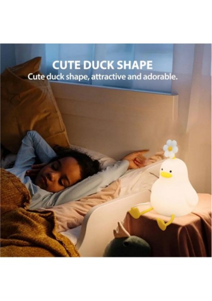 Ördek Figürlü Silikon Rgb Dokunmatik Gece Lambası USB Şarjlı Loş Işık indirimleri