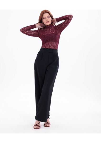 Kadın Bordo Uzun Kollu Yarım Balıkçı Yaka Body indirimleri