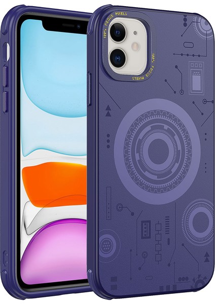 Apple iPhone 11 Kılıf Snel Wireless Şarj Özellikli Desenli Hot Kapak-Derin Mor