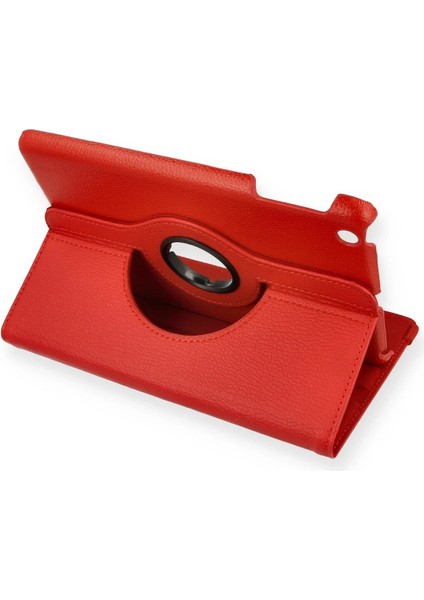 iPad Mini 1 Kılıf 360 Tablet Deri Kılıf - KIRMIZI-(5796) - UD001X-516BK0