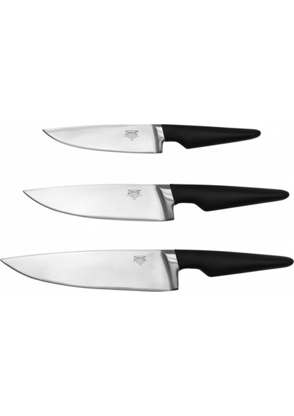 Vörda Bıçak Seti, Paslanmaz Çelik-Siyah, 3 Parça