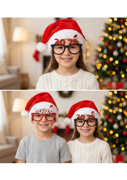 🎉 Maxipop 2026 Yılbaşı Parti Gözlüğü - Siyah – Çocuklar Için Eğlenceli Unisex Aksesuar!