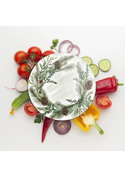 Cam Kesme Tahtası ve Sunumluk Yuvarlak Noel Yılbaşı Çelenk Desenli 30 x 30 cm fiyatları