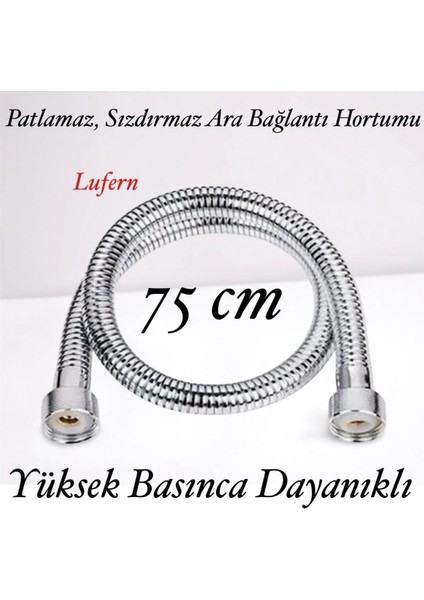 75 cm Kısa Tepe Ara Duş Hortumu Spiral Robot Ara Bağlantı Örgülü Dayanıklı Kopmaz Patlamaz Sızdırmaz