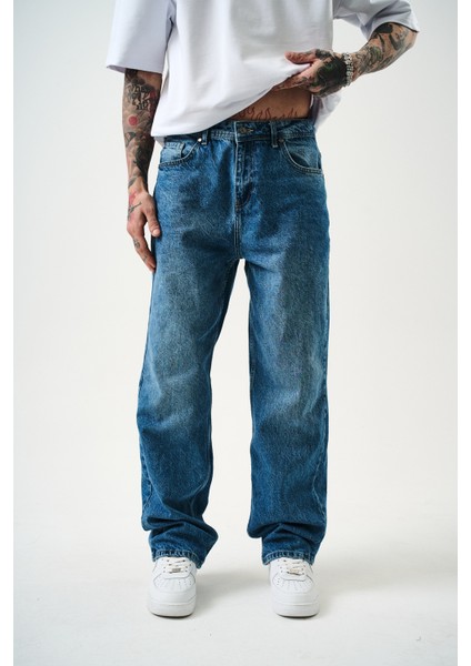 Erkek Washed Baggy Pantolon K.mavi