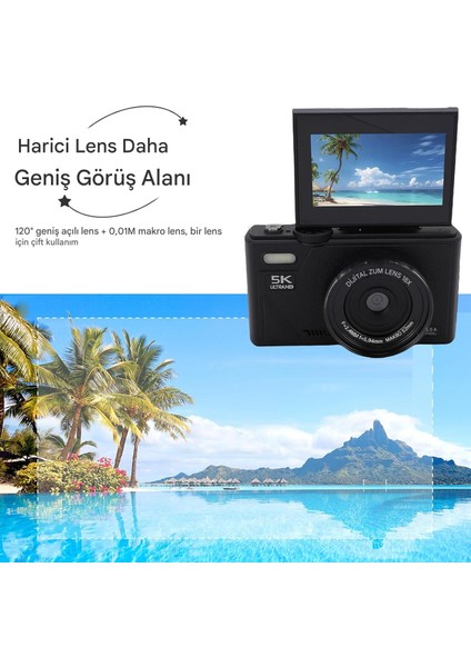 5k Ultra Hd Vlog Kamera – 75MP, Wifi, 18X Zoom, Türkçe Menü modelleri