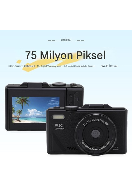5k Ultra Hd Vlog Kamera – 75MP, Wifi, 18X Zoom, Türkçe Menü indirimleri