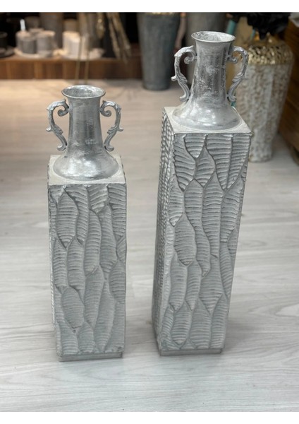 2'li Telkari Gümüş Vazo 70-50 cm