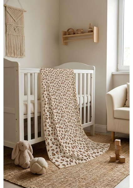 Leopar Desenli Soft Touch Termal Bebek Battaniyesi CBT0009