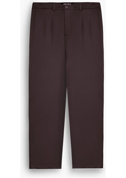 Erkek Baggy Fit Kumaş Pantolon Mürdüm fiyatları