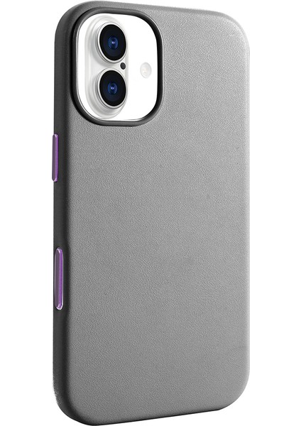 iPhone 17 Kılıf M-Safe Şarj Özellikli Pu Deri Görünümlü Snel Kupra Kapak - Pembe