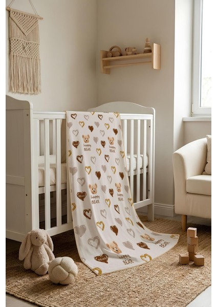 Happy Bear Desenli Soft Touch Termal Bebek Battaniyesi CBT0004