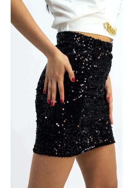 Pullu Payetli Mini Etek Parti Düğün Gece Mini Etek modelleri
