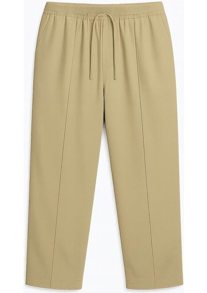 Erkek Beli Lastikli Baggy Pantolon Açık Kahve modelleri