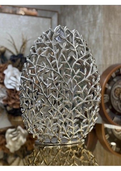 Pirinç Dekoratif Gümüş Vazo 45 cm