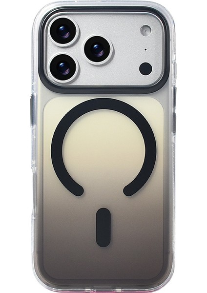 iPhone 17 Pro Kılıf M-Safe Şarj Özellikli Transparan Renk Geçişli Snel Toros Kapak - Turuncu modelleri