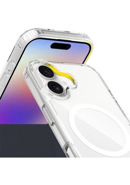 iPhone 17 Kılıf M-Safe Şarj Özellikli Şeffaf Sert Pc Snel Embos Kapak - Şeffaf modelleri