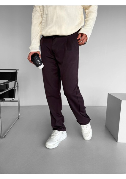 Erkek Baggy Fit Beli Lastikli Rahat Pantolon Mürdüm fırsatları