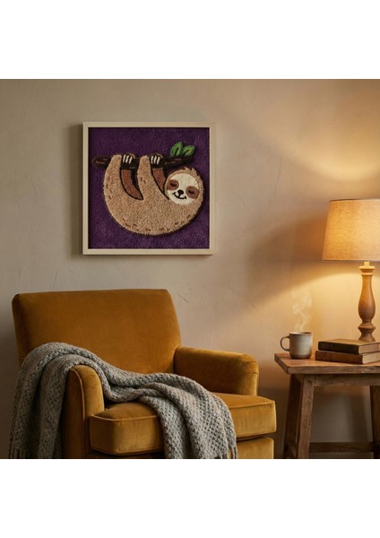 Sleepy Sloth - El Yapımı Tufting Çocuk Odası Duvar Dekoru fırsatları