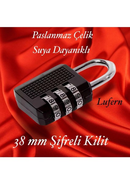 38 mm 3 Basamaklı Haneli Şifreli Premium Paslanmaz Çelik Küçük Ekstra Güçlü Şifreli Asma Kilit