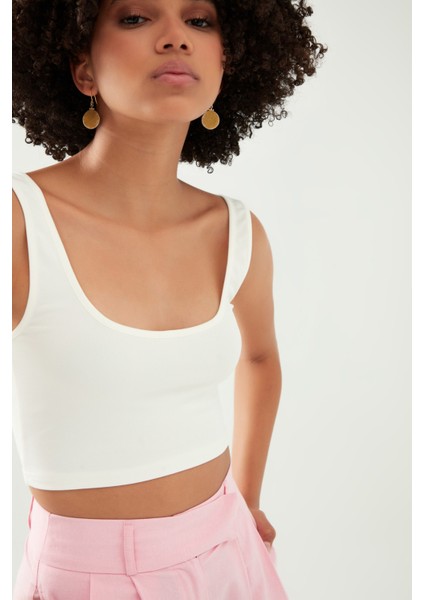 Kalın Askılı Crop Büstiyer