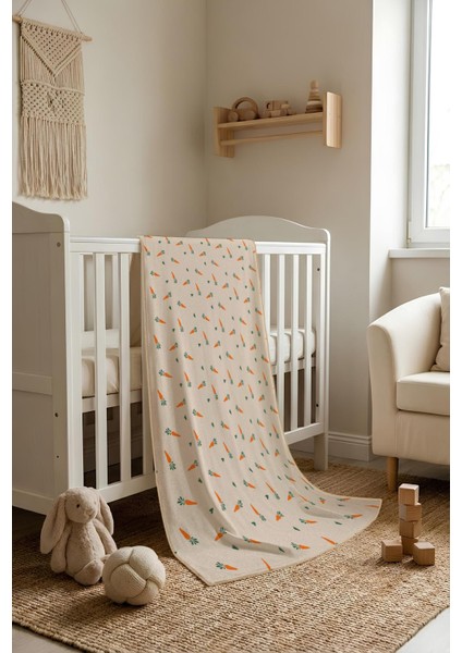 Havuç Desenli Soft Touch Termal Bebek Battaniyesi CBT0003