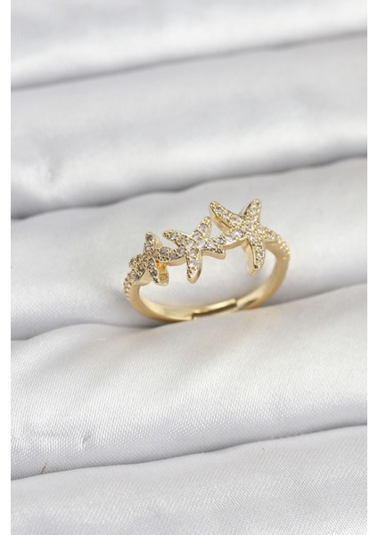 Pirinç Yıldız Model Gold Renk Kadın Yüzük