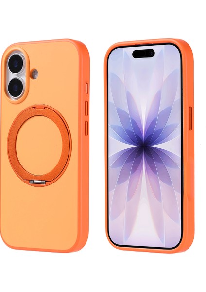 iPhone 17 Kılıf M-Safe Şarj Özellikli Standlı Snel Proton Silikon Kapak - Turuncu
