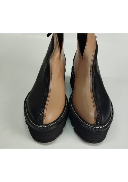 Kadın Hakiki Deri Siyah-Ten Garnili Eva Taban Bot fiyatları
