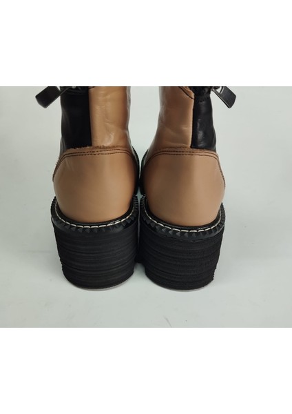 Kadın Hakiki Deri Siyah-Ten Garnili Eva Taban Bot modelleri