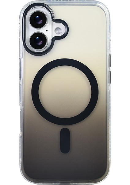 iPhone 17 Kılıf M-Safe Şarj Özellikli Transparan Renk Geçişli Snel Toros Kapak - Gri